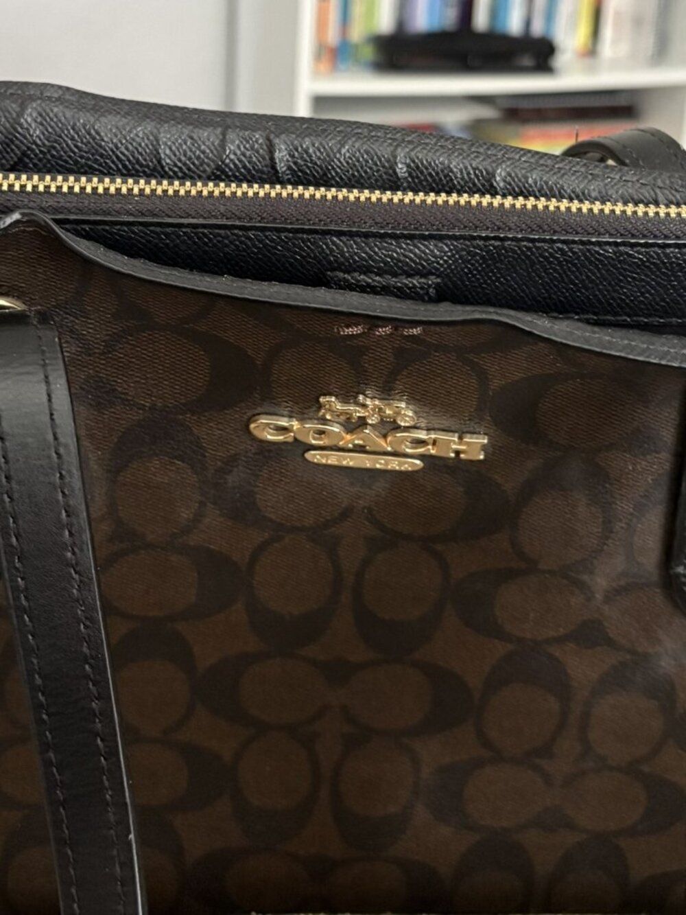 Medium Brown and Black Authentic Coach Purse - Picture 9 of 10